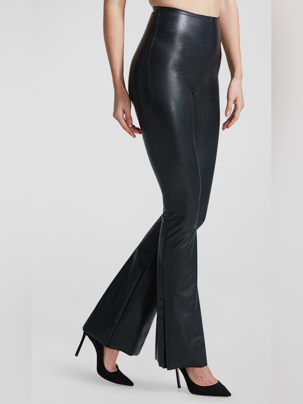 New Commando Black Faux Leather Legging Flare Pants Size Medium (runs small)